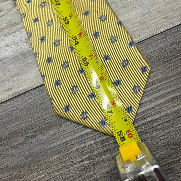NWT Vintage Brooks Brothers Stars Yellow Mens 58in Woven Pure Silk USA Made Tie - Picture 6 of 7